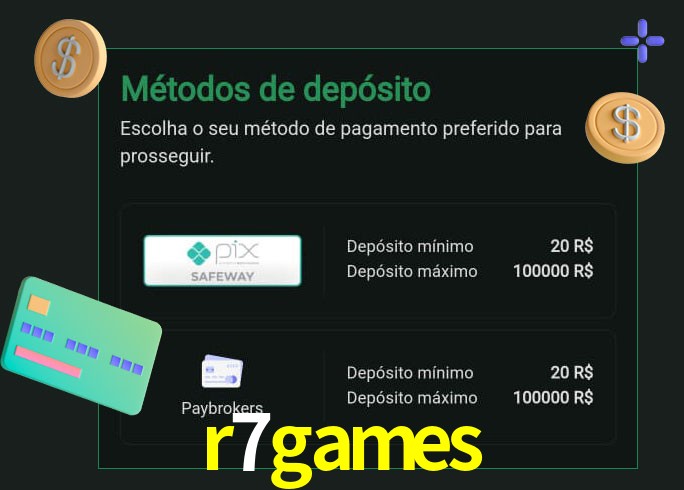 O cassino r7games oferece uma grande variedade de métodos de pagamento